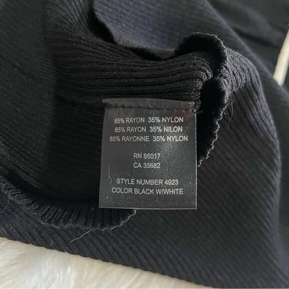 NEW Bebe Ruched Striped Plunge V-Neck Two Tone Fitted Long Sleeve Sweater S NWOT - Picture 12 of 15